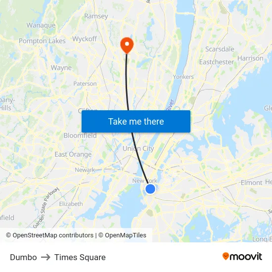 Dumbo to Times Square map