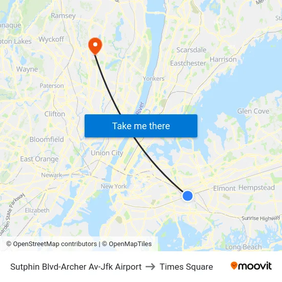 Sutphin Blvd-Archer Av-Jfk Airport to Times Square map