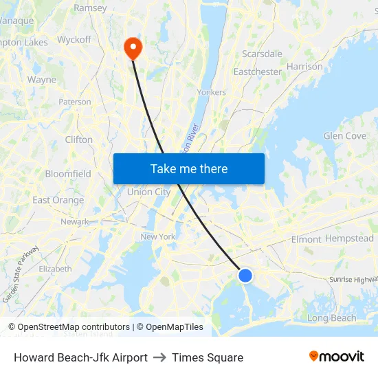 Howard Beach-Jfk Airport to Times Square map