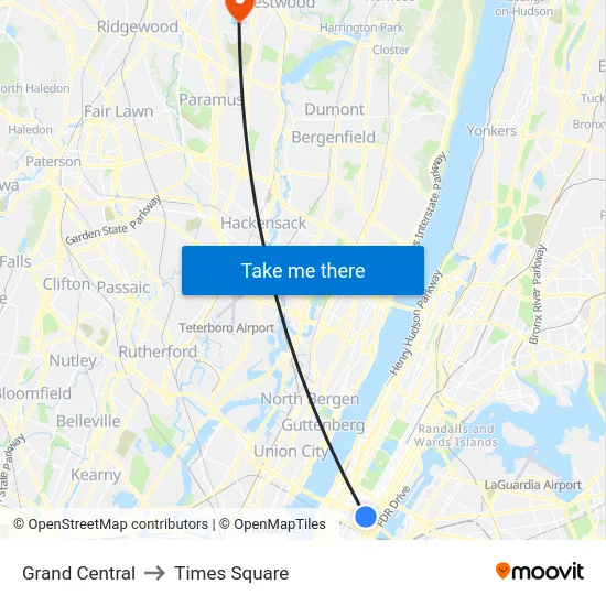 Grand Central to Times Square map