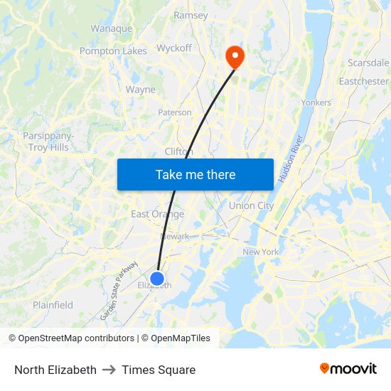 North Elizabeth to Times Square with public transportation