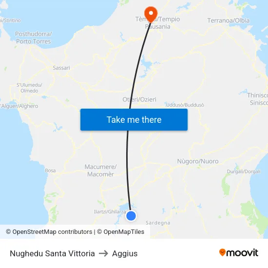 Nughedu Santa Vittoria to Aggius map