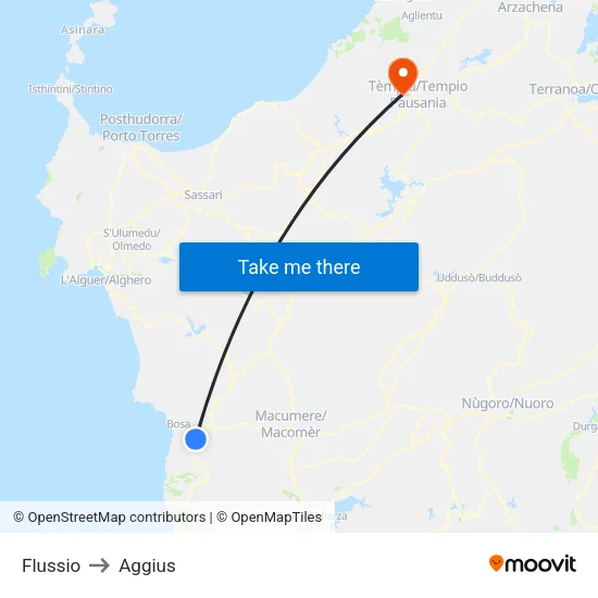 Flussio to Aggius map
