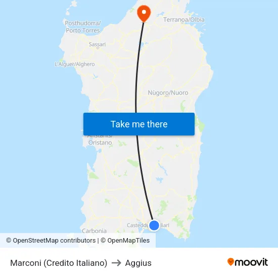 Marconi (Credito Italiano) to Aggius map