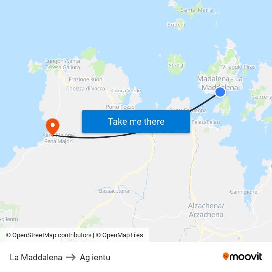 La Maddalena to Aglientu map