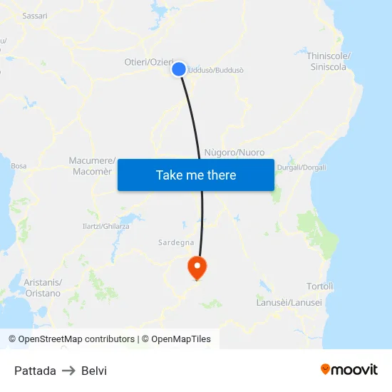 Pattada to Belvi map