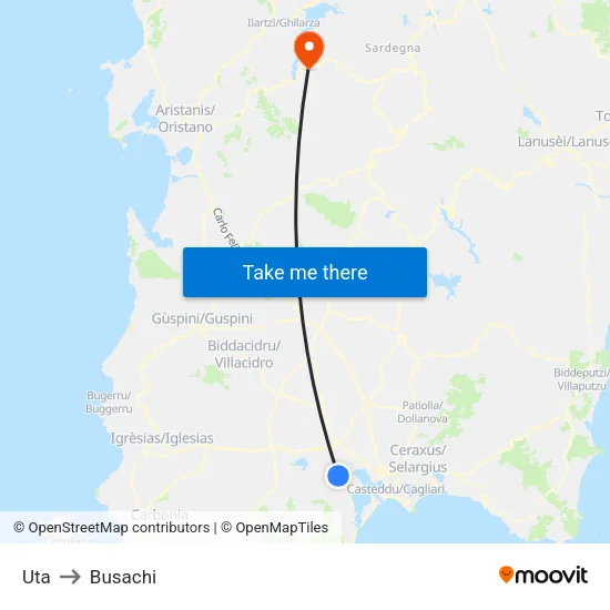 Uta to Busachi map
