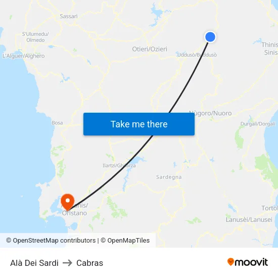 Alà Dei Sardi to Cabras map