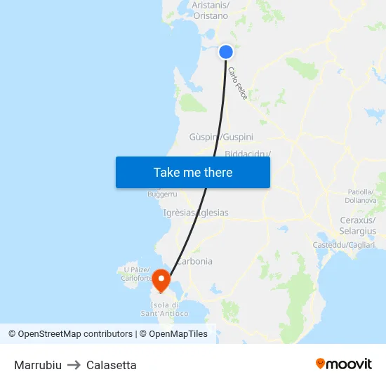 Marrubiu to Calasetta map