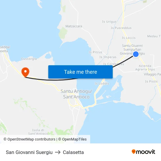 San Giovanni Suergiu to Calasetta map