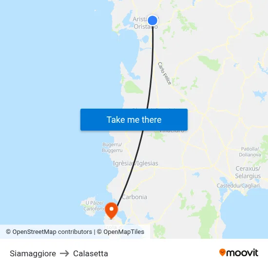 Siamaggiore to Calasetta map