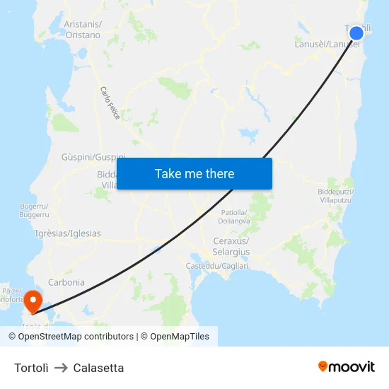 Tortolì to Calasetta map