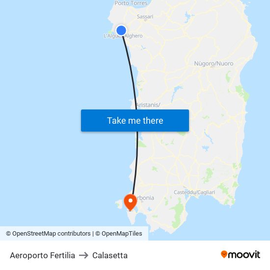 Aeroporto Fertilia to Calasetta map