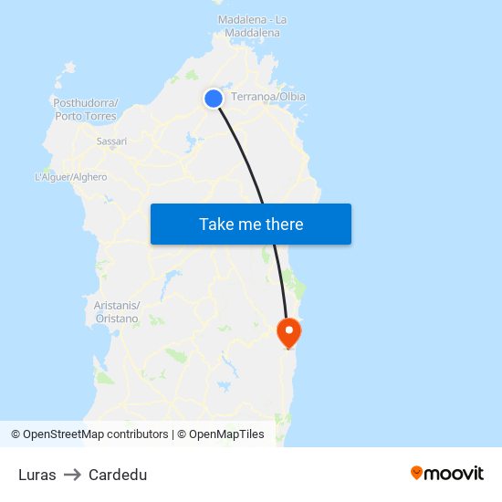 Luras to Cardedu map