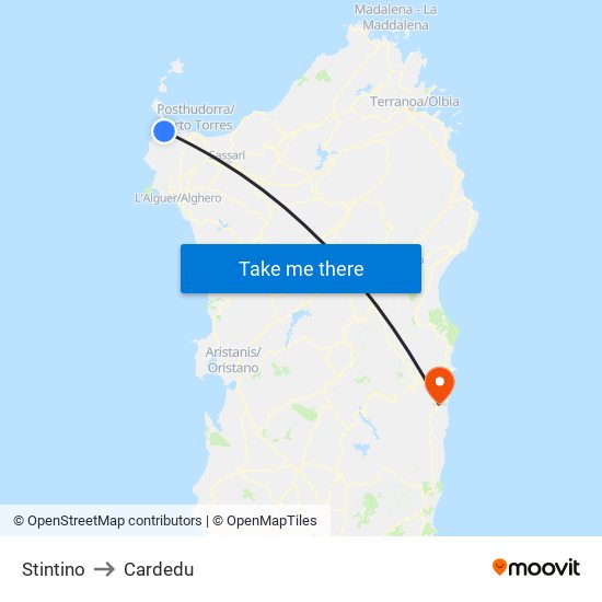 Stintino to Cardedu map