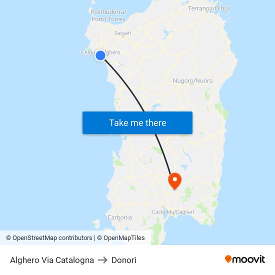 Alghero Via Catalogna to Donorì map