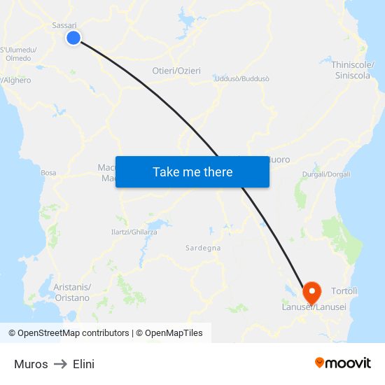 Muros to Elini map
