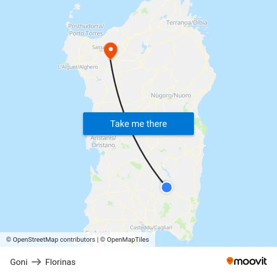 Goni to Florinas map