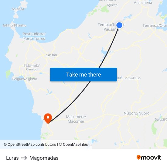 Luras to Magomadas map