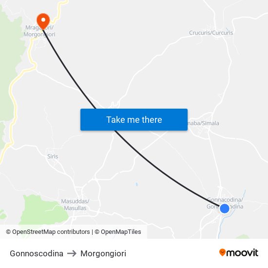 Gonnoscodina to Morgongiori map