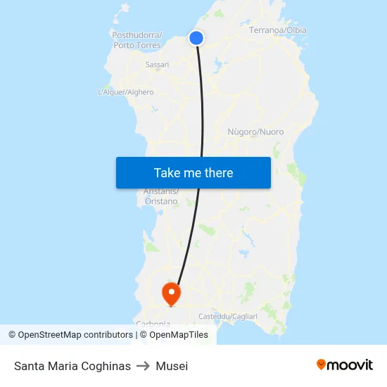 Santa Maria Coghinas to Musei map