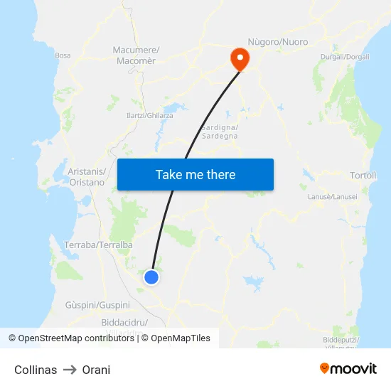 Collinas to Orani map