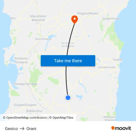 Gesico to Orani map