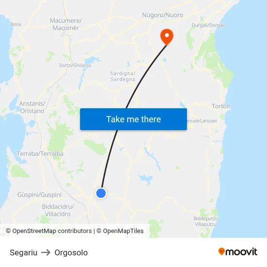 Segariu to Orgosolo map