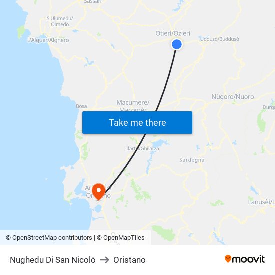 Nughedu Di San Nicolò to Oristano map