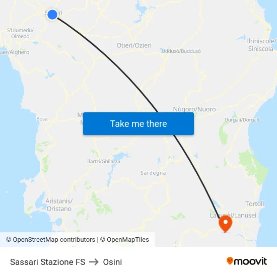 Sassari Stazione FS to Osini map