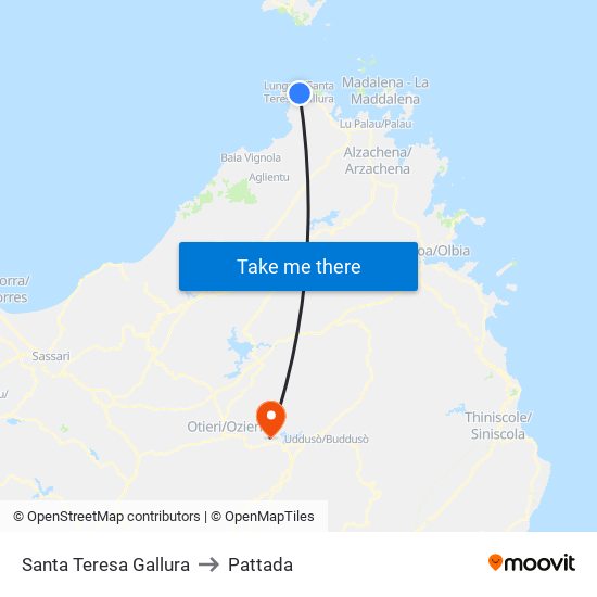 Santa Teresa Gallura to Pattada map