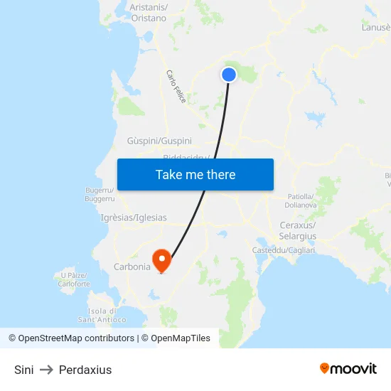 Sini to Perdaxius map