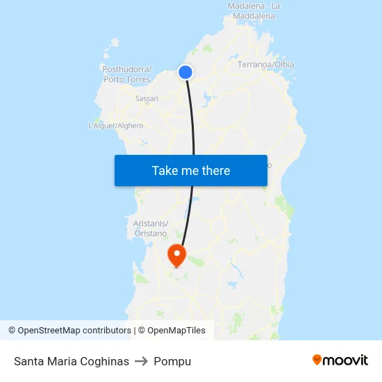 Santa Maria Coghinas to Pompu map