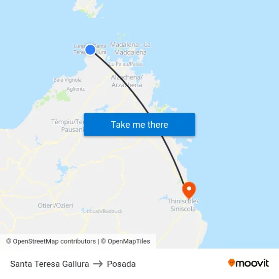 Santa Teresa Gallura to Posada map