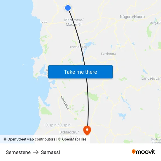 Semestene to Samassi map