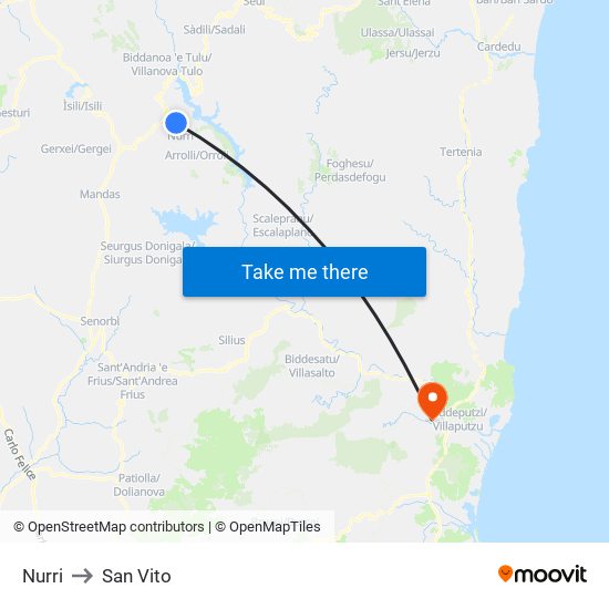 Nurri to San Vito map