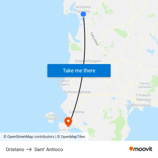 Oristano to Sant'Antioco map