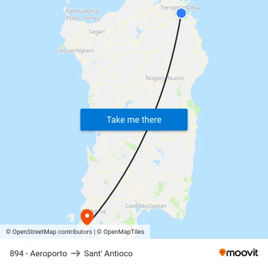 Aeroporto to Sant' Antioco map