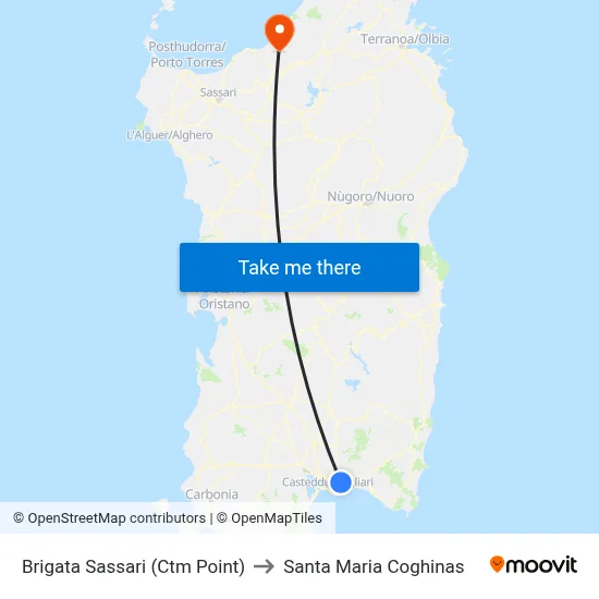 Brigata Sassari (CTM Point) to Santa Maria Coghinas map