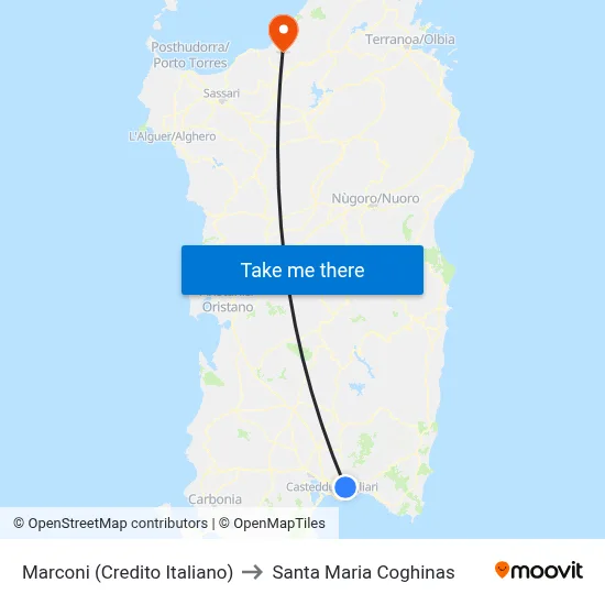 Marconi (Italian Credit Bank) to Santa Maria Coghinas map