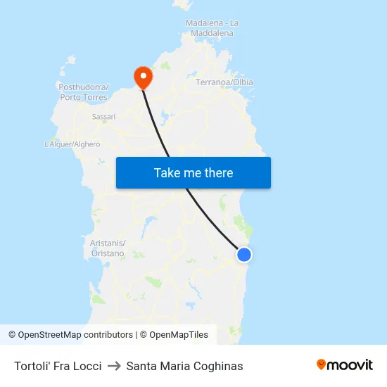 Tortoli' Fra Locci to Santa Maria Coghinas map
