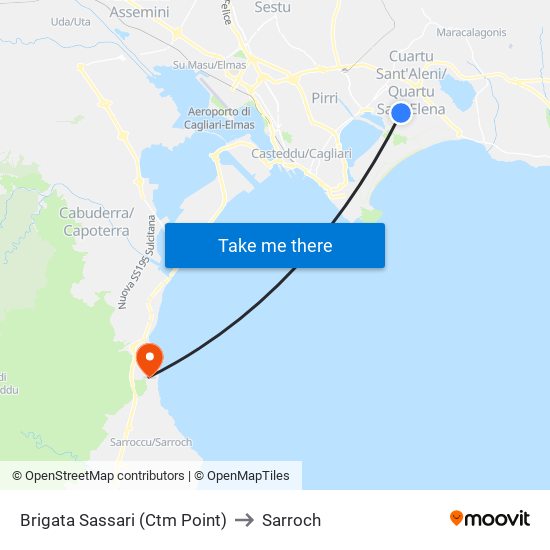 Brigata Sassari (Ctm Point) to Sarroch map