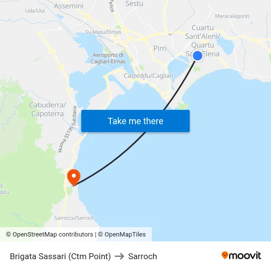 Brigata Sassari (Ctm Point) to Sarroch map