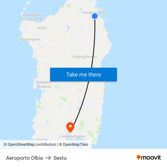 Aeroporto Olbia to Sestu map