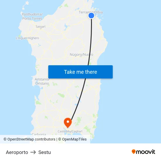 Aeroporto to Sestu map
