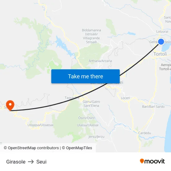 Sunflower to Seui map