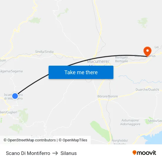 Scano Di Montiferro to Silanus map