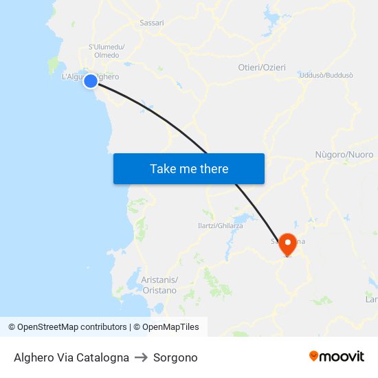 Alghero Via Catalogna to Sorgono map