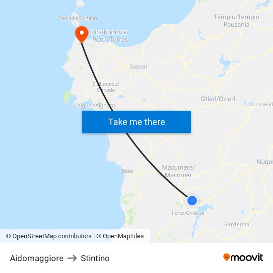 Aidomaggiore to Stintino map