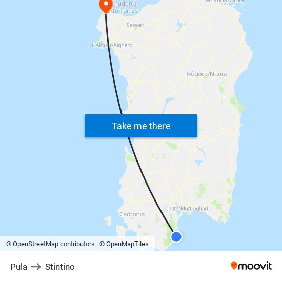 Pula to Stintino map